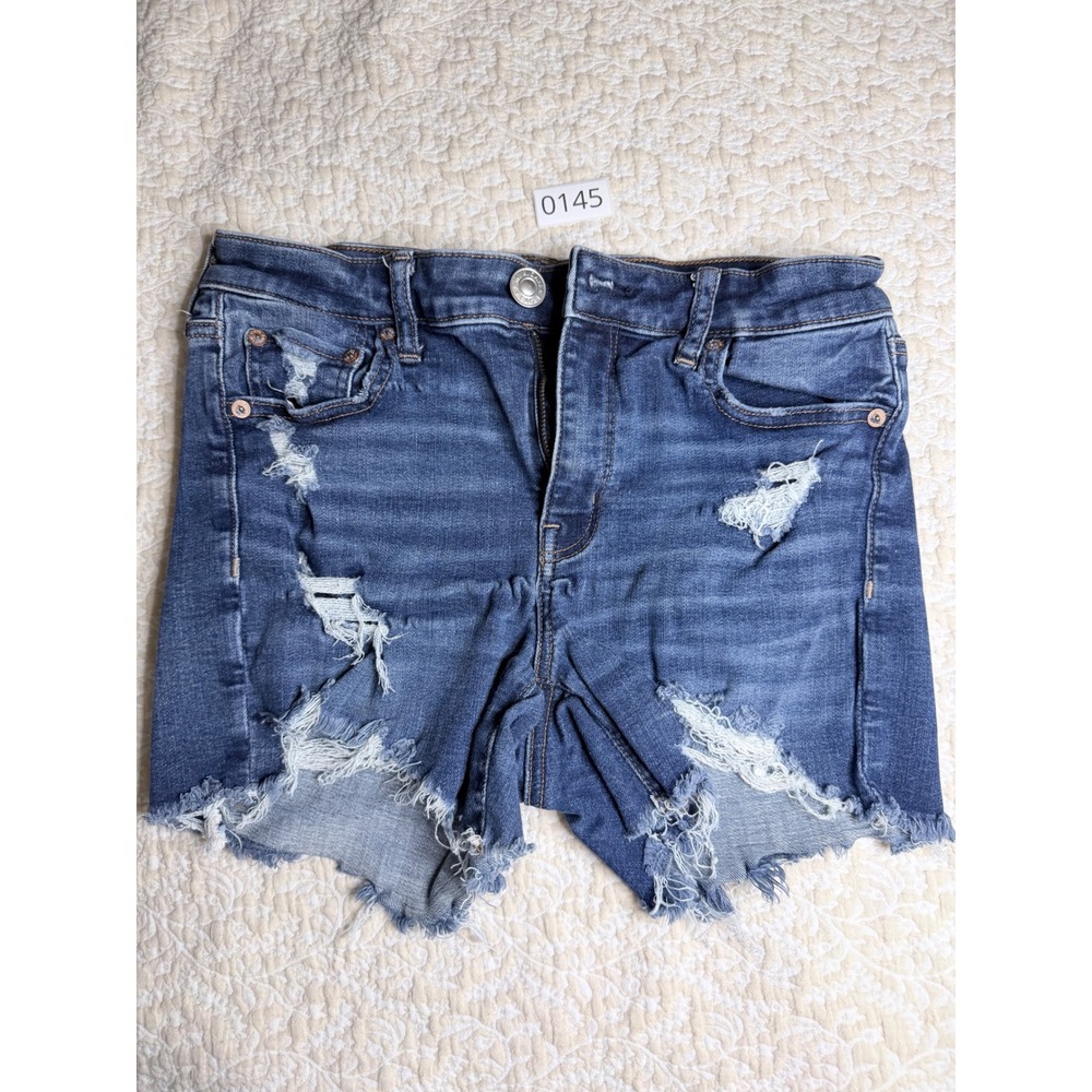American Eagle Next Level Stretch Distressed Denim Shorts Medium Wash Women 6